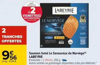 Carrefour Labeyrie saumon fumé le savoureux de norvège offre
