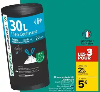 Carrefour Carrefour 20 sacs poubelle 30l offre