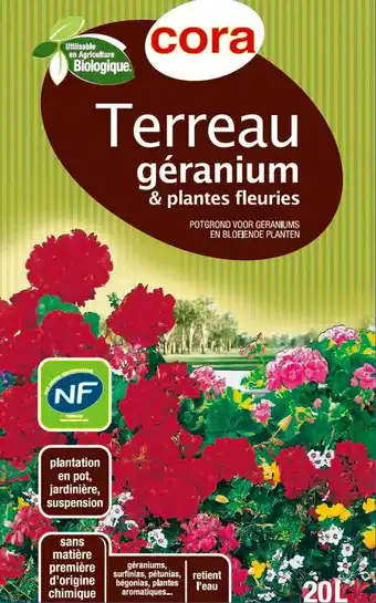 Match Cora terreau géranium et plantes fleuries offre