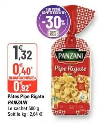 G20 Pâtes pipe rigate PANZANI offre