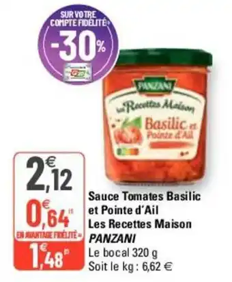 G20 Sauce tomates basilic et pointe d'ail offre