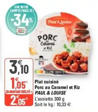 G20 Plat cuisiné porc au caramel et riz offre
