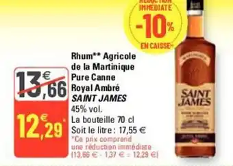 G20 Rhum agricole de la martinique offre