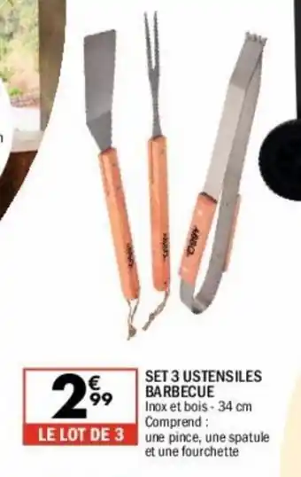 La Foir'Fouille Set 3 ustensiles barbecue offre