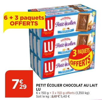 Bi1 Petit écolier chocolat au lait lu offre