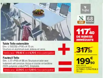Carrefour Market Table Tello extensible offre