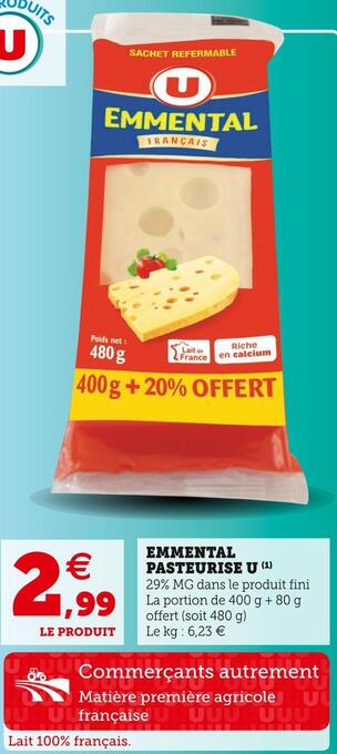 Super U Emmental pasteurise u offre