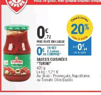 E.Leclerc Sauces Cuisinées "Turini" offre