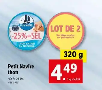 Lidl Petit Navire Thon offre