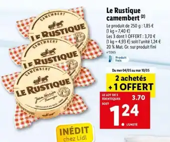 Lidl Le Rustique Camembert offre