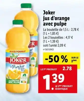 Lidl Joker Jus d'Orange offre
