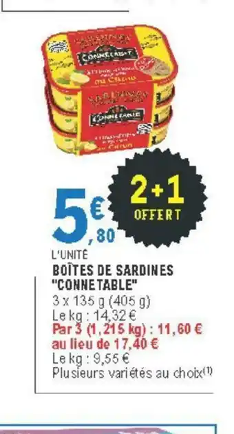 E.Leclerc Boîtes de Sardines "Conne Table" offre