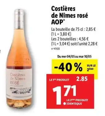 Lidl Costiéres De Nimes Rosé Aop* offre