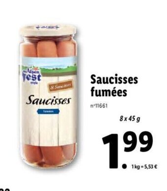 Lidl Saucisses Fumées offre