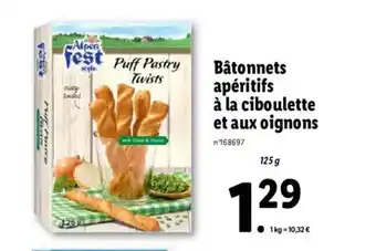 Lidl Bâtonnets Apéritifs à La Ciboulette Et Aux Oignons offre