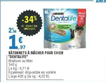 E.Leclerc Bâtonnets à Mâcher Pour Chien "Dentalife" offre