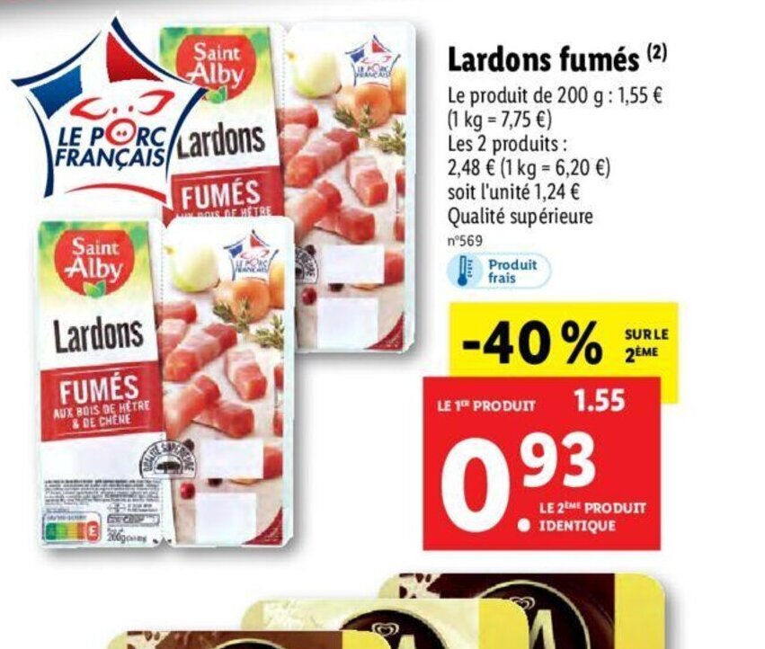 Promo Lardons Fumés chez Lidl
