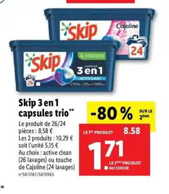 Lidl Skip 3 en 1 capsules trio offre