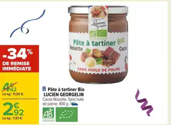 Carrefour Lucien georgelin pâte à tartiner bio offre