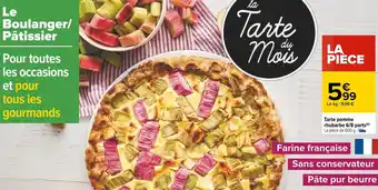 Carrefour Tarte pomme rhubarbe 6/8 parts offre