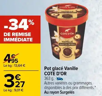 Carrefour Cote d'or pot glacé vanille offre