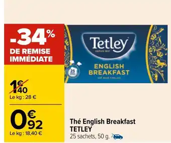 Carrefour Tetley thé english breakfast offre