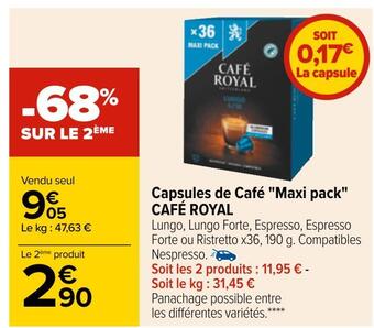 Carrefour Café royal capsules de café "maxi pack" offre