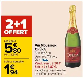 Carrefour Opéra vin mousseux offre