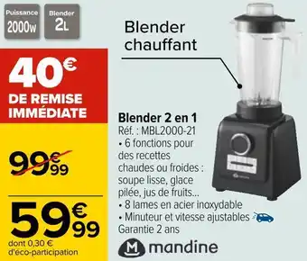 Carrefour Mandine blender 2 en 1 offre