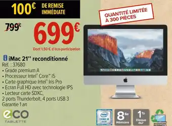 Carrefour Apple imac 21’’ reconditionné offre