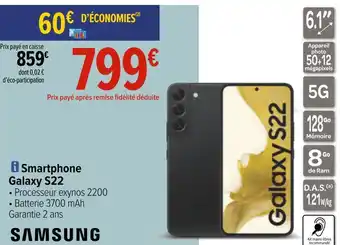 Carrefour Samsung smartphone galaxy s22 offre