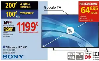 Carrefour Sony téléviseur led 4k offre
