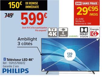Carrefour Philips téléviseur led 4k offre