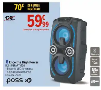 Carrefour Poss enceinte high power offre