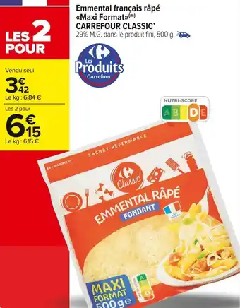 Carrefour Market Carrefour classic’ emmental français râpé maxi format offre