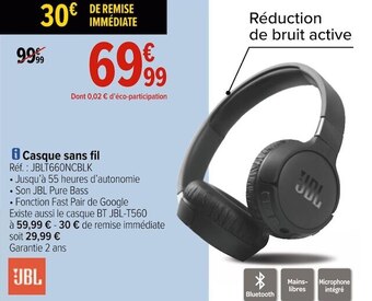Carrefour Jbl casque sans fil offre
