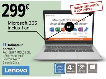 Carrefour Lenovo ordinateur portable offre