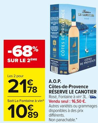Carrefour Market Réserve le canotier a.o.p. côtes-de-provence offre