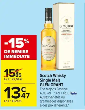 Carrefour Market Glen grant scotch whisky single malt offre