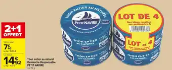 Carrefour Market Petit navire thon entier au naturel démarche responsable offre