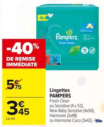 Carrefour Market Pampers lingettes offre
