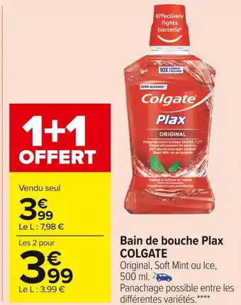 Carrefour Market Colgate bain de bouche plax offre