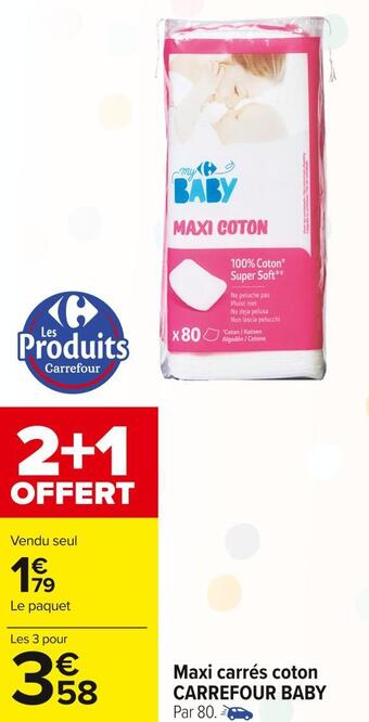 Carrefour Market Carrefour baby maxi carrés coton offre