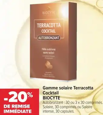 Carrefour Biocyte bon plan sur la gamme solaire terracotta cocktail offre