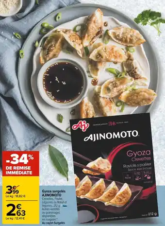 Carrefour Ajinomoto gyoza surgelés offre