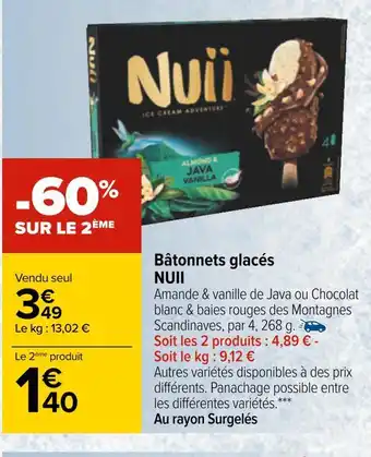 Carrefour Nuii bâtonnets glacés offre