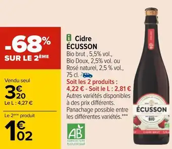 Carrefour Écusson cidre offre