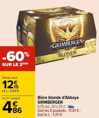 Carrefour Grimbergen bière blonde d'abbaye offre