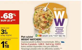 Carrefour Weight watchers plat cuisiné offre