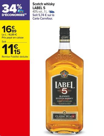 Carrefour Market Label 5 scotch whisky offre